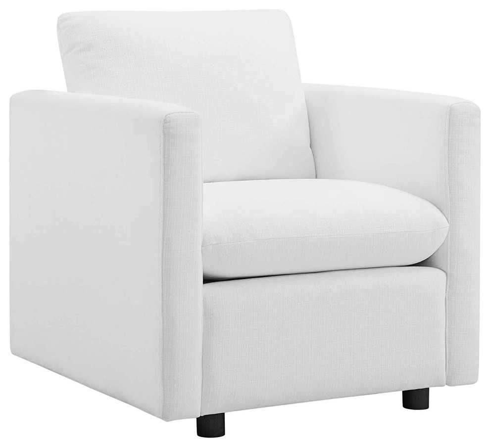 Activate Fabric Apartment Sofa Couch/Accent Lounge Armchair  2 Piece Set  White   Transitional   Living Room Furniture Sets   by VirVentures  Houzz