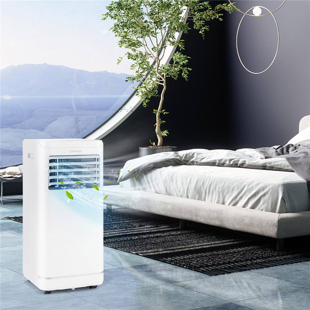 Costway 8000 BTU Portable Air Conditioner Cools 250 sq. ft. with Remote Dehumidifier and Fan Mode in White FP10264US-WH