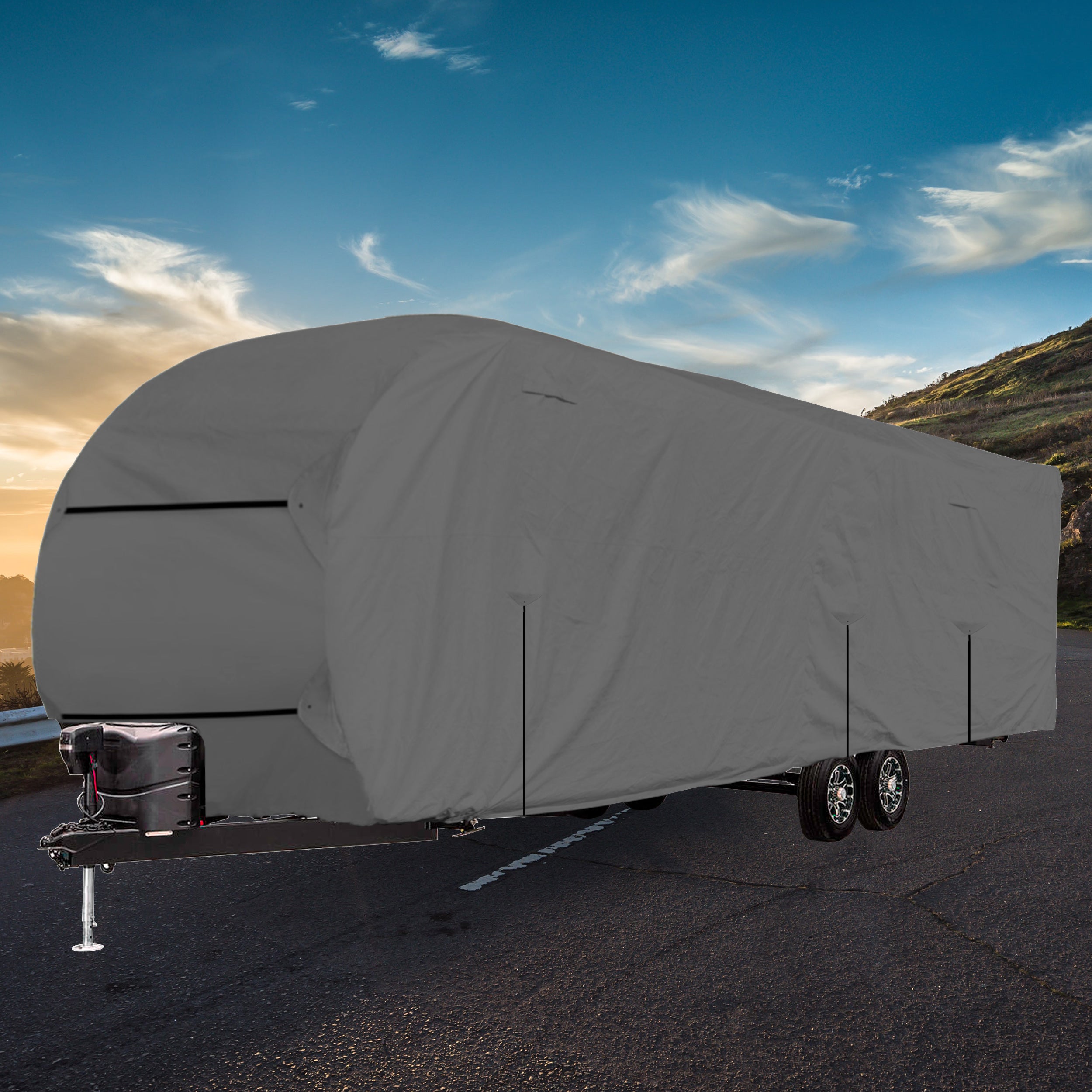 NEH Top Travel Trailer RV Cover for 18ft - 20ft Length RV Cover， Ripstop Camper Cover， Tearproof Waterproof Motorhome Cover