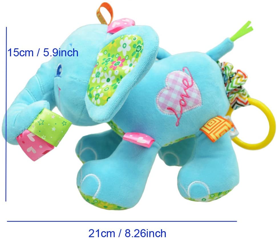 Music Bed Time Elephant Stuffed Animal Toys Kids Toddler Plush Baby Infant Strollers Crib Bedding Toys (Pink)