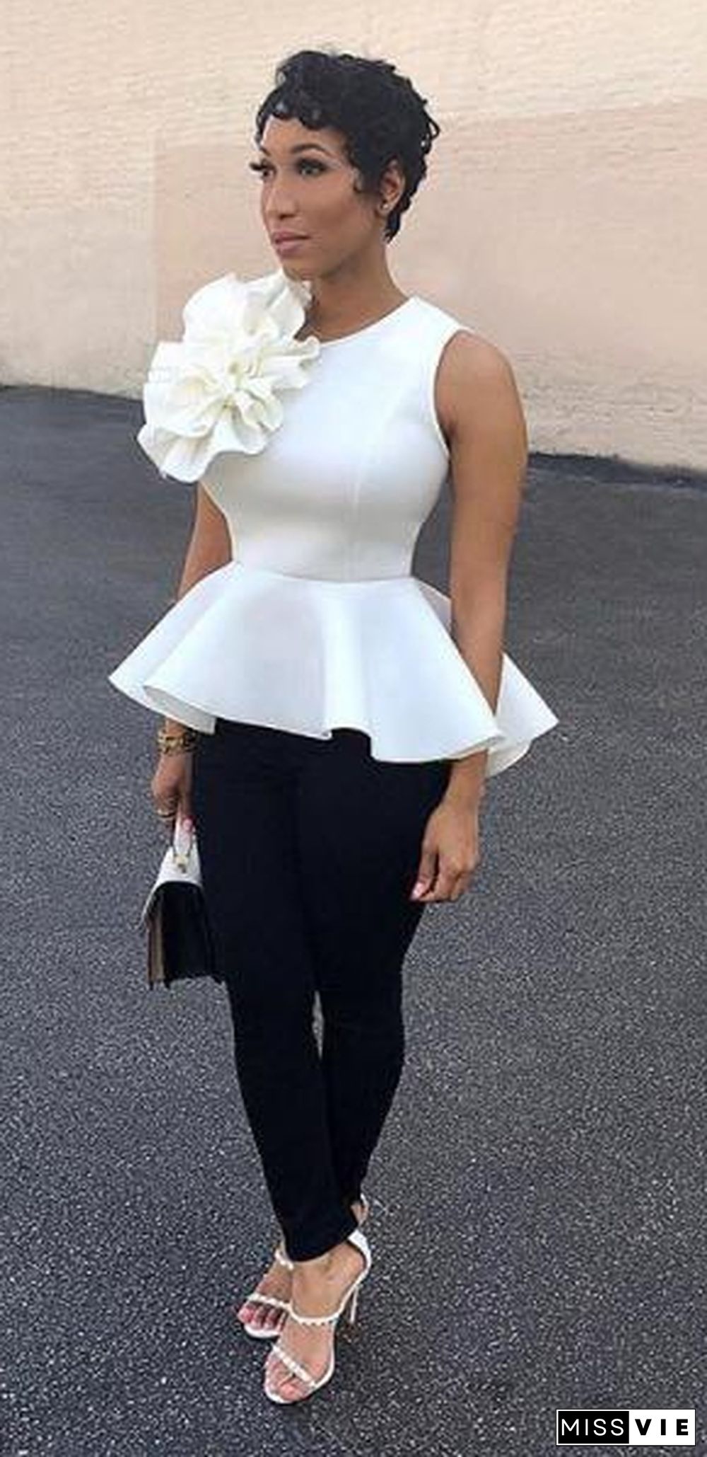 Fashion Sleeveless Floral Regular Blouses & Shirts