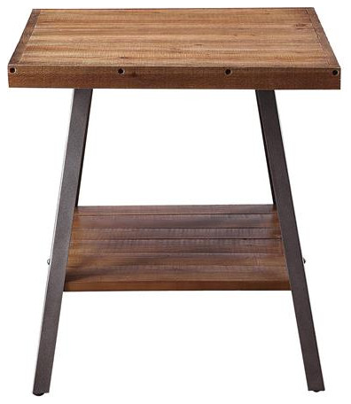 Benjara 22 quotModern Wood End Table with Bottom Shelf in Brown/Black (Set of 2)   Industrial   Side Tables And End Tables   by Homesquare  Houzz