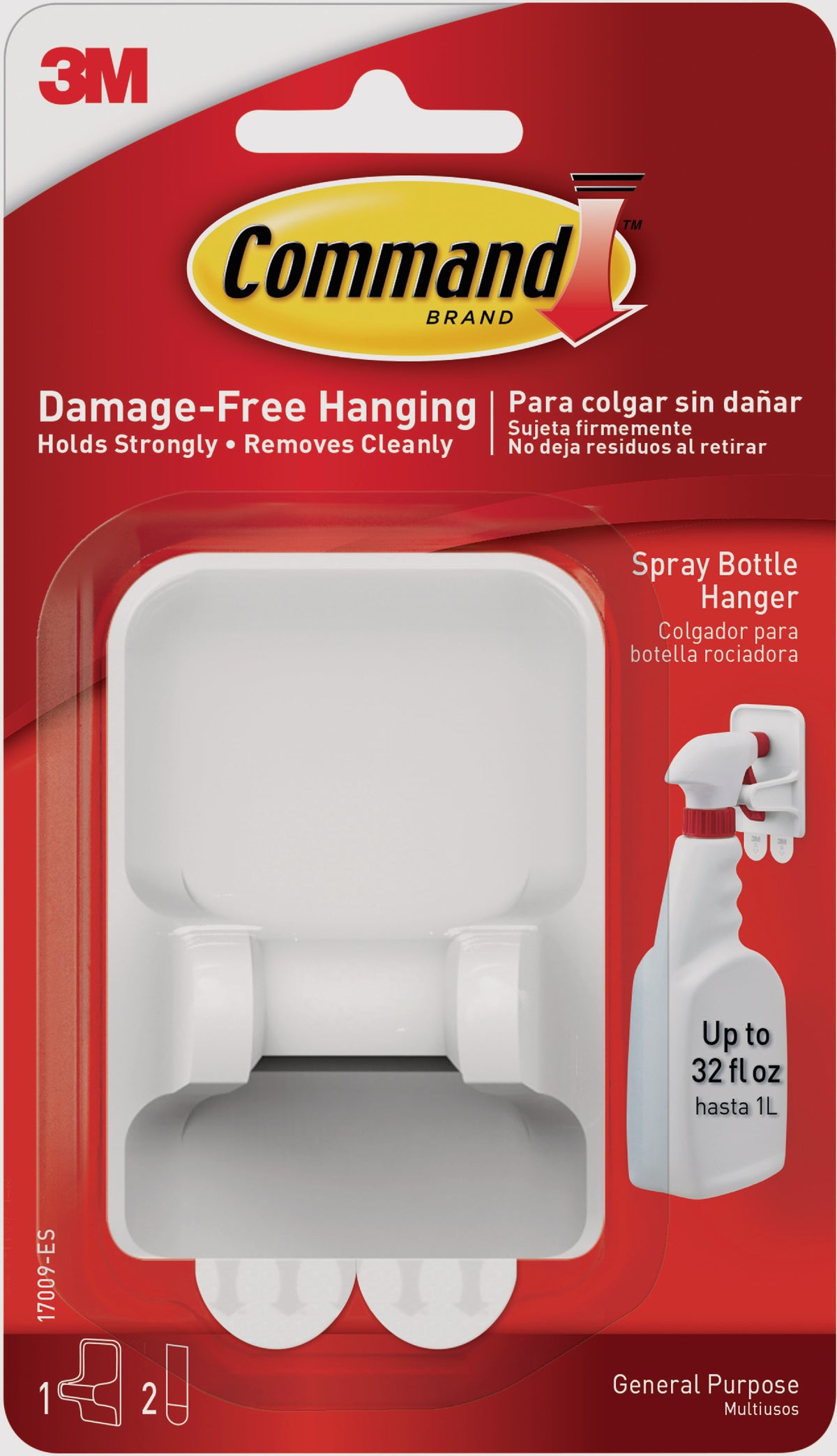 Command Spray Bottle Hanger Adhesive Hook White