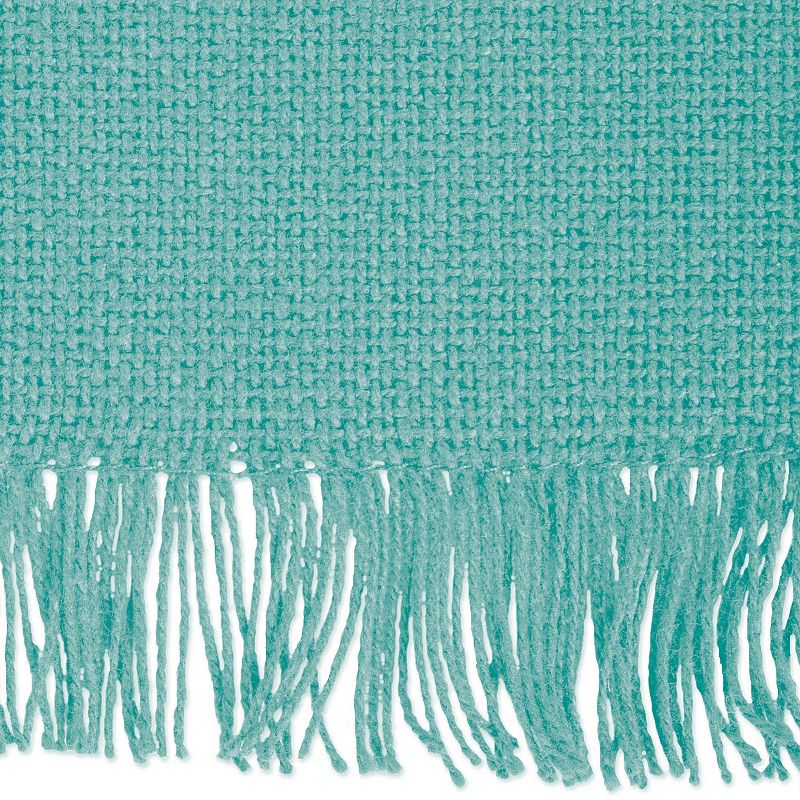 14 x 108 Solid Aqua Blue Fringed Rectangular Table Runner