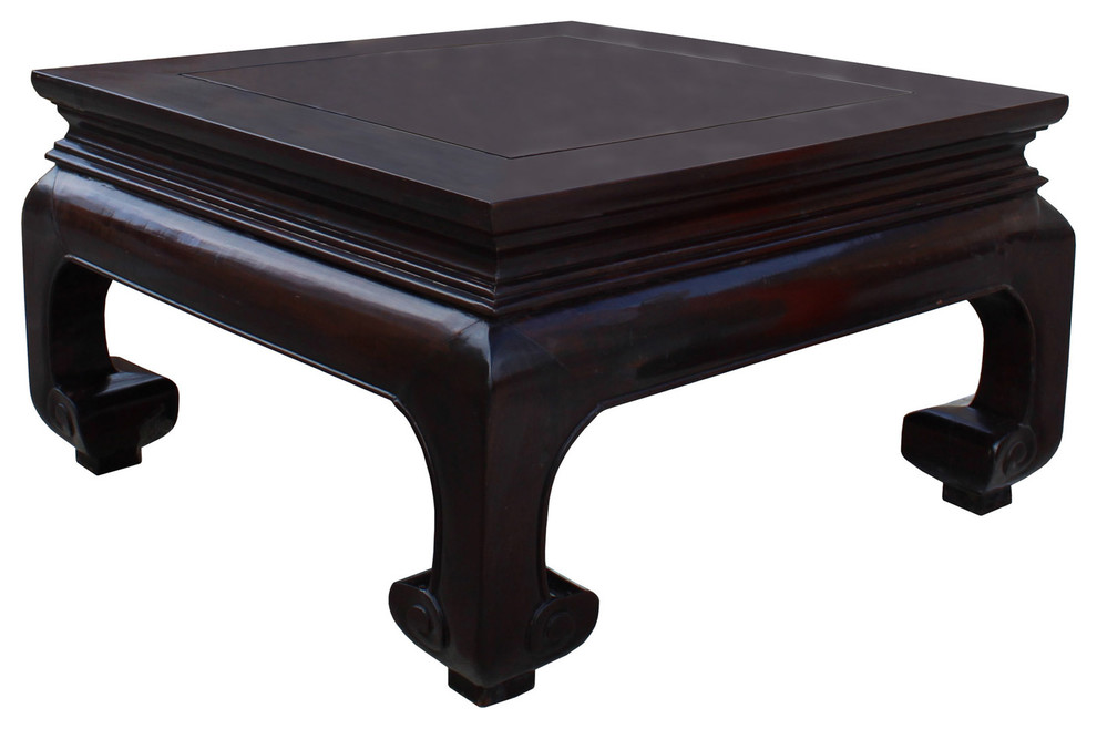 Square Oriental Dark Brown Craw Curved Legs Coffee Table   Asian   Coffee Tables   by Golden Lotus Antiques  Houzz