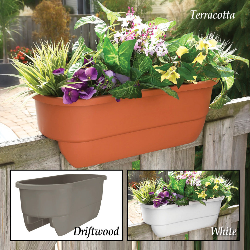 Apollo Plastic Dual Deck Railing Planter, Terra Cotta Color, 24