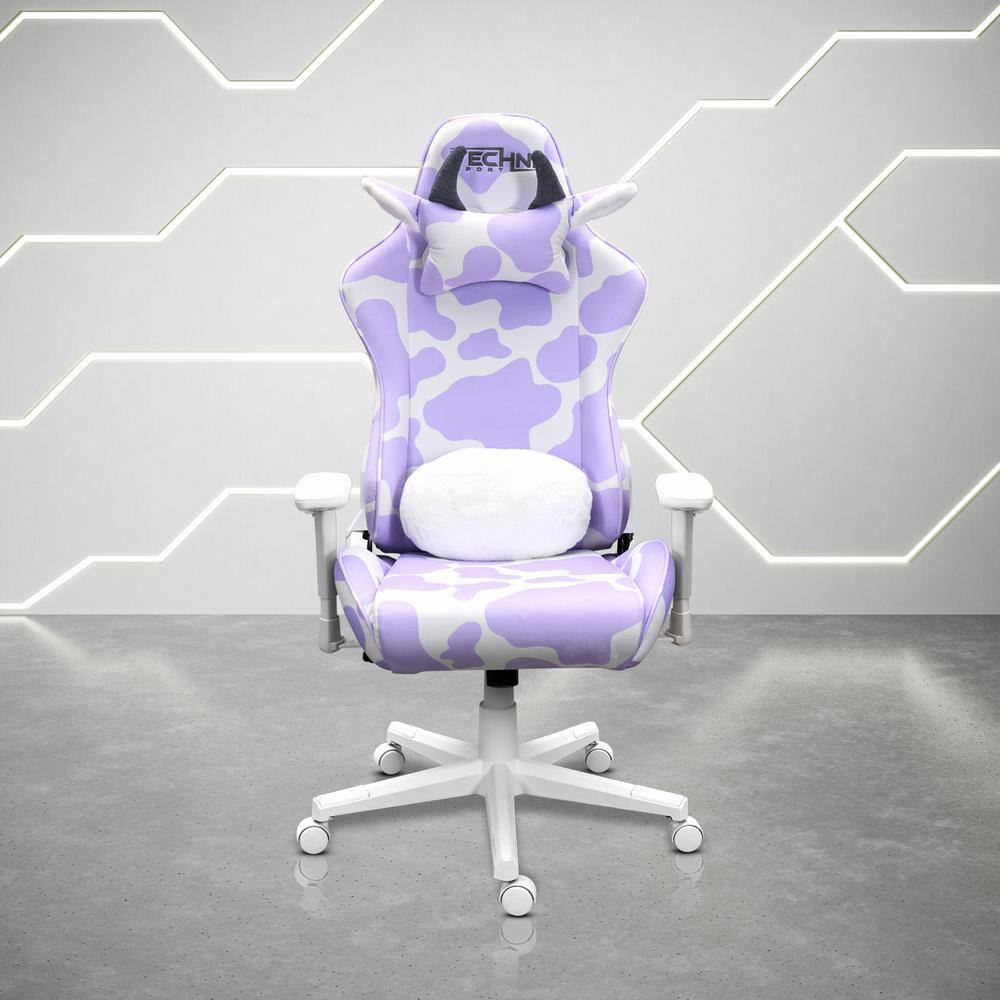 Techni Sport Cow Series TS85 Lavender Gaming Chair with Adjustable Arms RTA-TS85-LAV