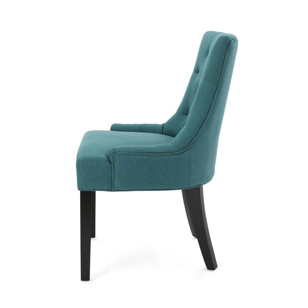 Noble House Hayden Dark Teal Upholstered Dining Chairs (Set of 2) 10728