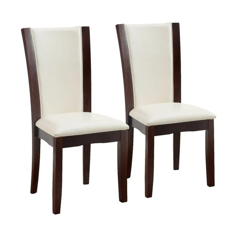 Style Comfort Contemporary 2pcs Side Chairs Dark Cherry And White Leatherette Cushion Seat Kitchen Dining Room Furniture