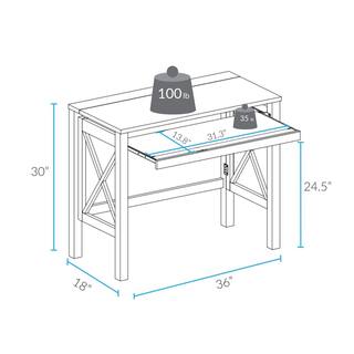 Casual Home X-Design Warm Brown Folding Desk with Pull-Out 533-34