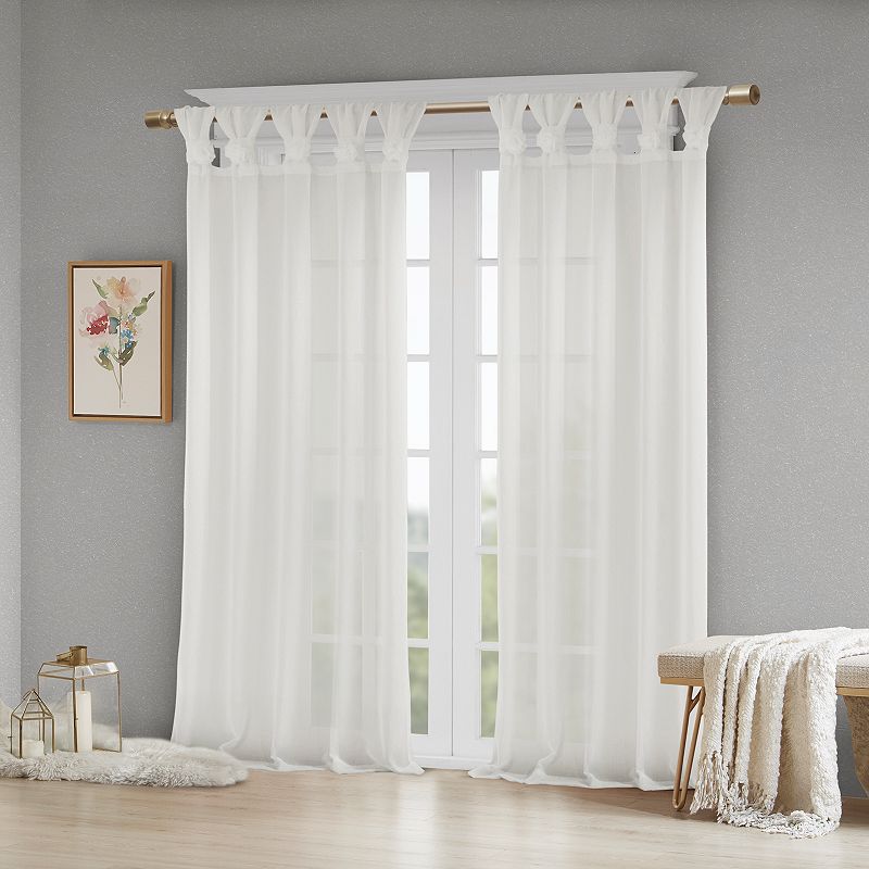 Madison Park Embellished Floral Sheer 1 Window Curtain Panel