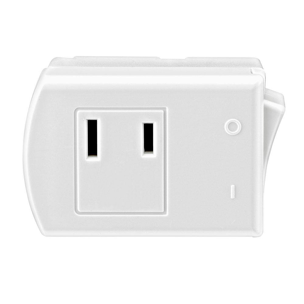 Leviton 13 Amp Plug-In Switch Tap with OnOff Switch White 1469-W