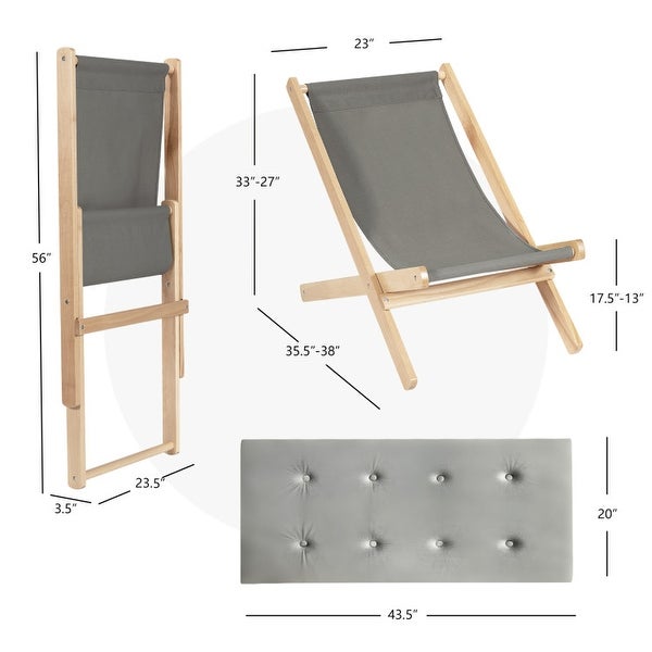 3-Position Adjustable and Foldable Wood Beach Sling Chair - Overstock - 37292913