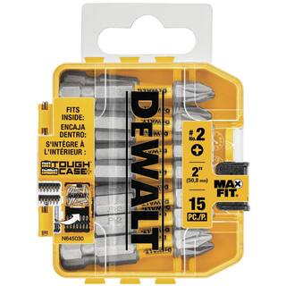 DW MAXFIT 2 in. #2 Philips Bit (15-Piece) with Small Bulk Storage DWA2PH2MF15