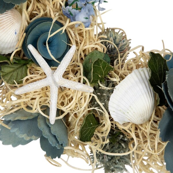 Floral Starfish and Seashells Artificial Wreath