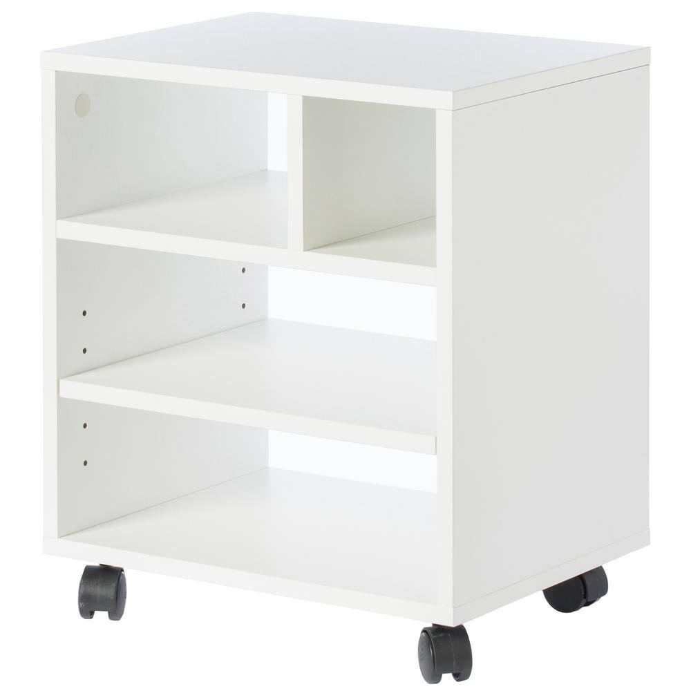 Basicwise Office White File Cabinet 3 Drawer Chest with Rolling Casters QI003678W