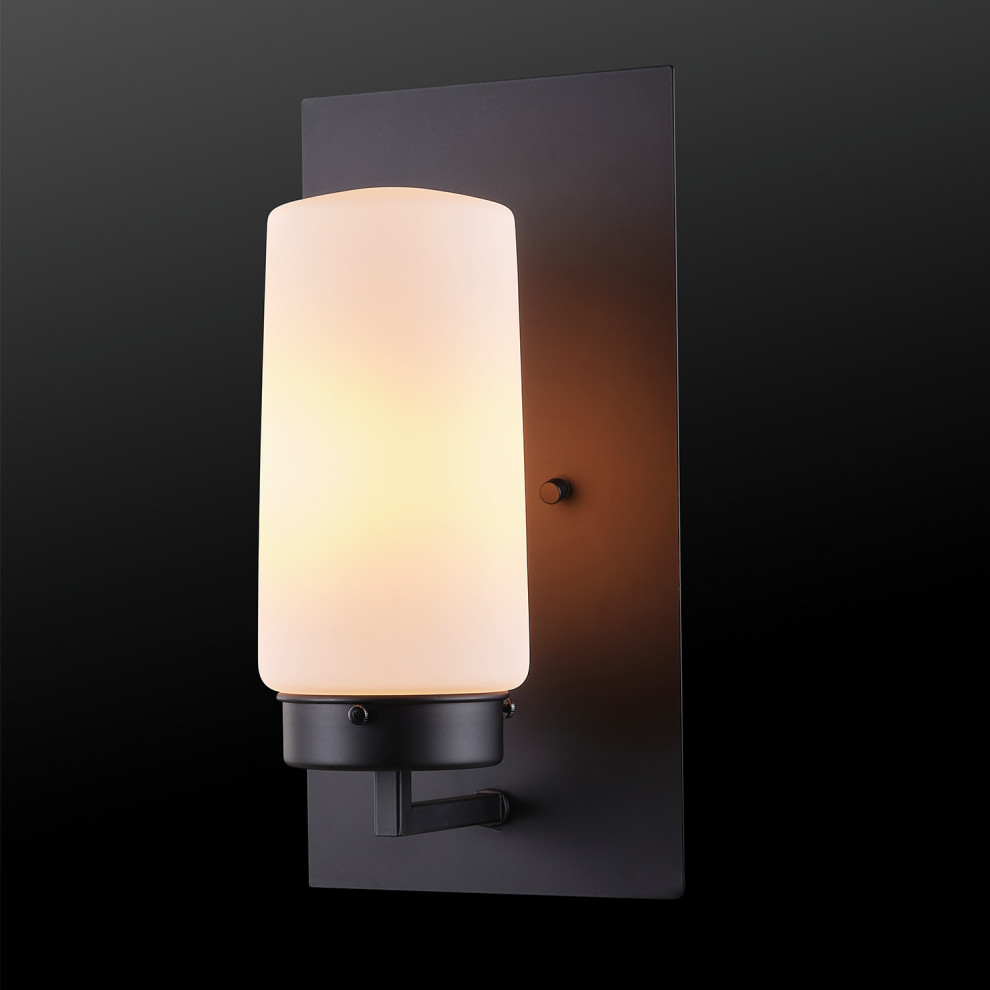 Laney 1 Light Black Outdoor Wall Sconce with Frosted Glass Shade   Transitional   Outdoor Wall Lights And Sconces   by Globe Electric  Houzz