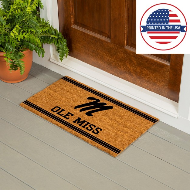 Evergreen University Of Mississippi Logo Natural Coir 28 X 16 Inches Indoor Outdoor Doormat