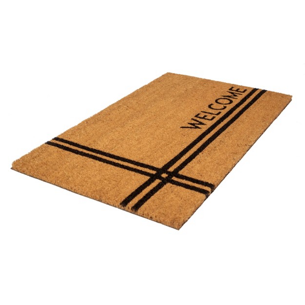 X 2 x27 5 quot Crisscross Welcome Indoor outdoor Coir Doormat Natural black Entryways