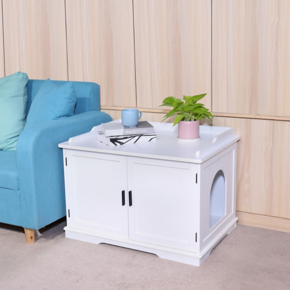 Cat Litter Box Enclosure Cabinet  Large Wooden Indoor Storage Bench Furniture for Living Room   (33.85 x 21 x 20.8)\