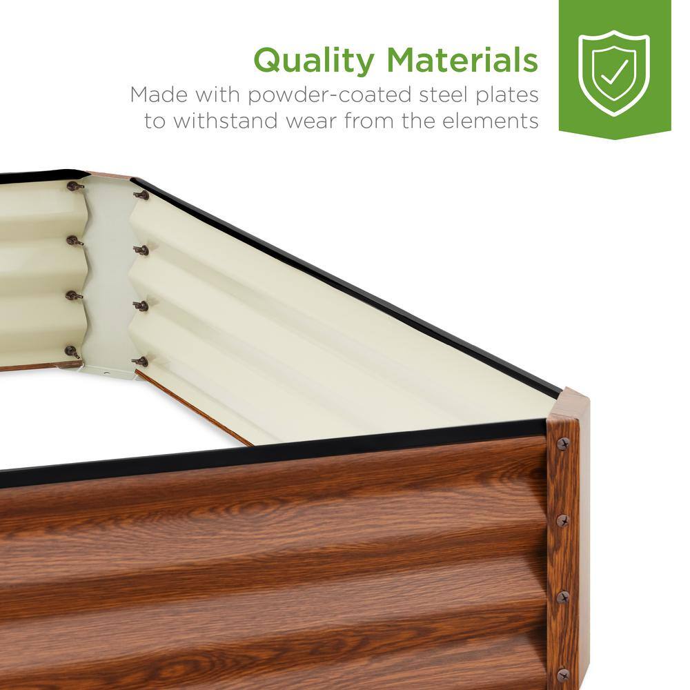 Best Choice Products 6 ft. x 3 ft. x 1 ft. Wood Grain Outdoor Steel Raised Garden Bed for Vegetables Flowers Herbs Plants SKY6635