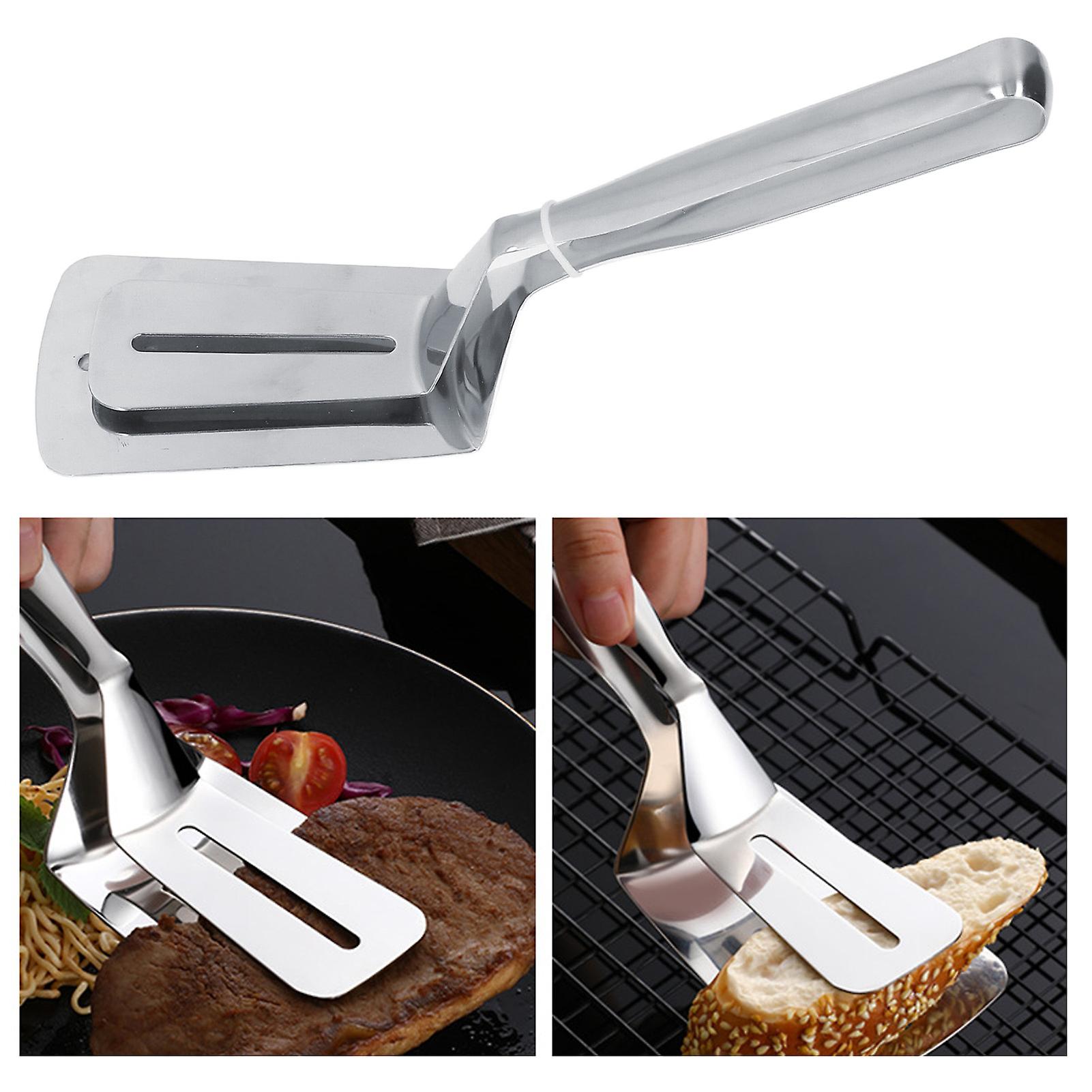 Stainless Steel Steak Clamps， 3 In 1 Multifunctional Kitchen Tongs High Temperature Resistance Smoother Edges One Piece Spatul  For Beefsteak Bread Me