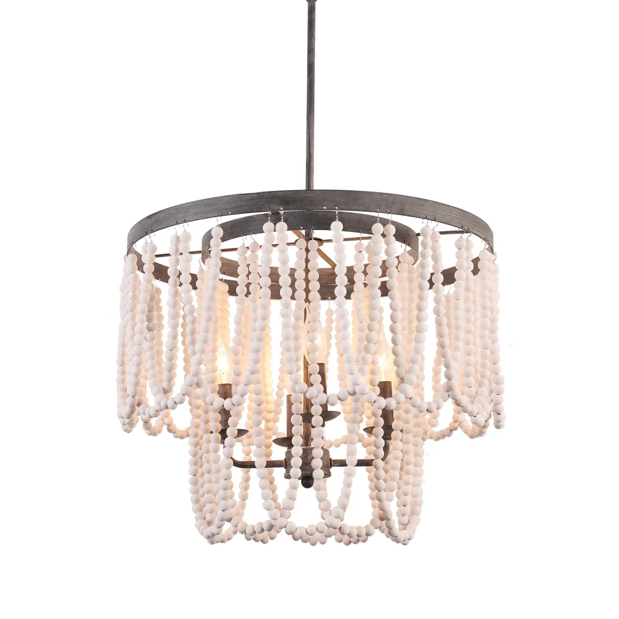 CurveCurio Bohemia 4-Light Wood Beaded Chandelier Rustic Pendant lighting for Living Room， Dining Room Shopping - The Best Deals on Chandeliers