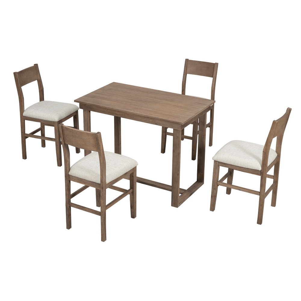 5 Piece Counter Height Dining Table Set with 1 Dining Table and 4 Dining Chairs