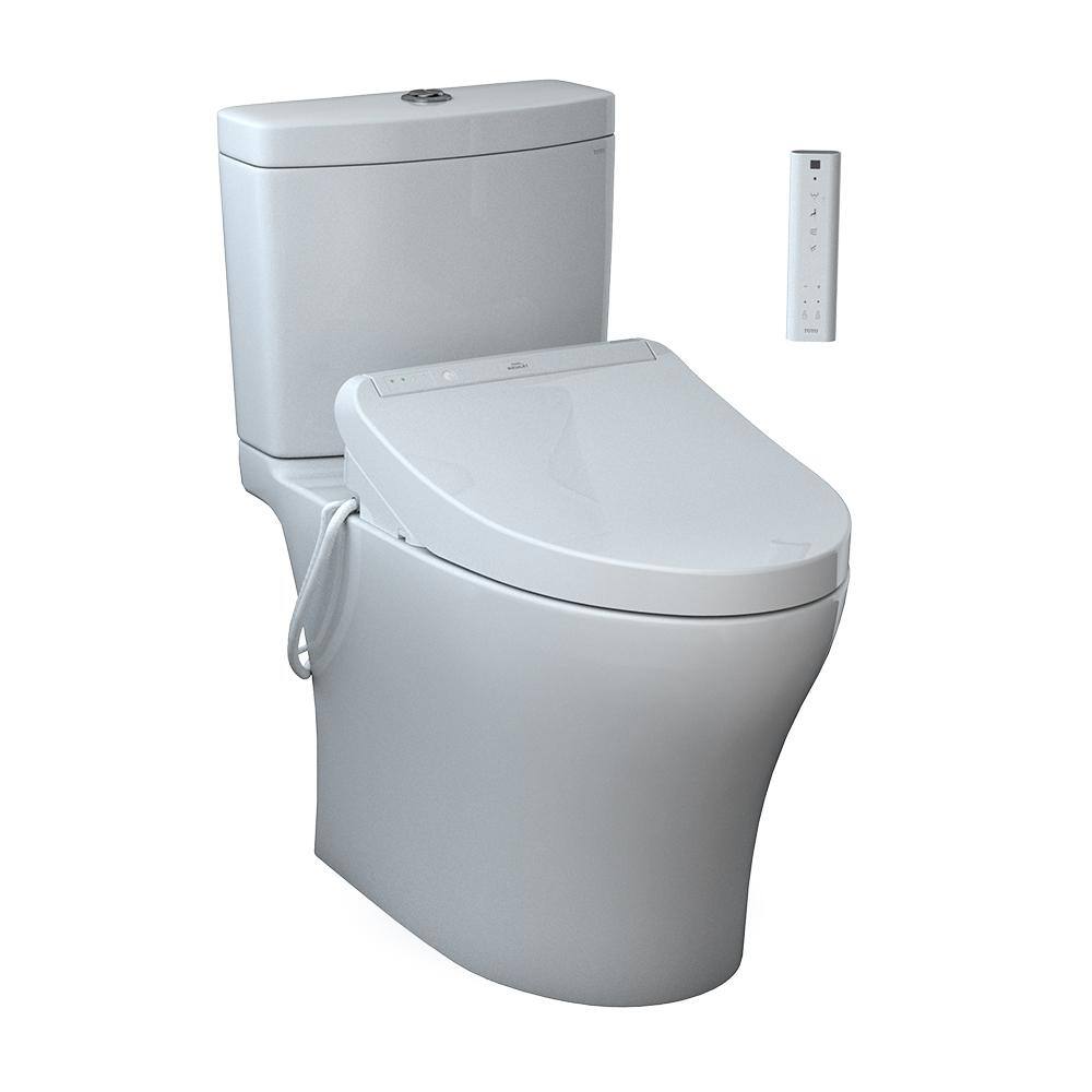 TOTO Aquia IV 2-Piece 0.81.28 GPF Dual Flush Elongated ADA Comfort Height Toilet in Cotton White K300 Washlet Seat Included MW4463036CEMFG#01