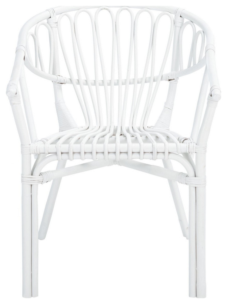 Invil Rattan Dining Chair Set of 2 White   Modern   Dining Chairs   by Virgil Stanis Design  Houzz