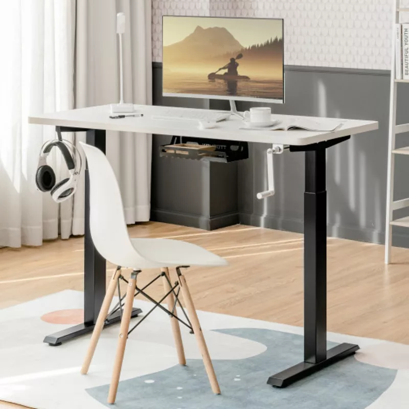 Hand Crank Sit to Stand Desk Frame Height Adjustable Standing Base