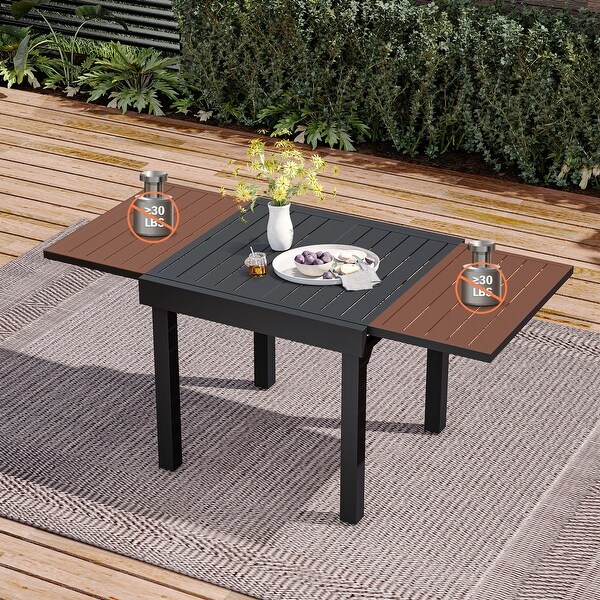 3/5/7 Pieces Patio Dining Set Expandable Dining Table with Stackable Aluminum Chairs