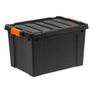 76 Qt. Heavy Duty Plastic Storage Box in Black 500216