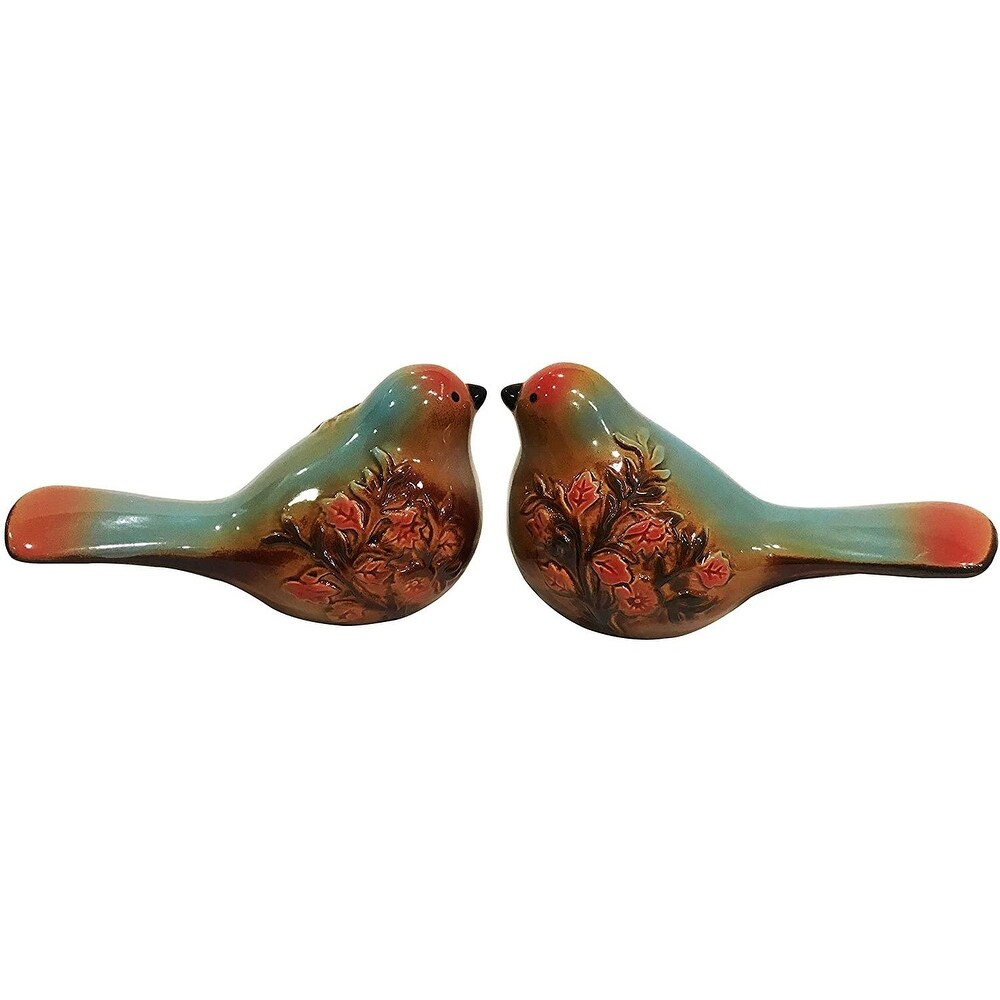 Set of 2 Ceramic Multi Colored Bird   3\