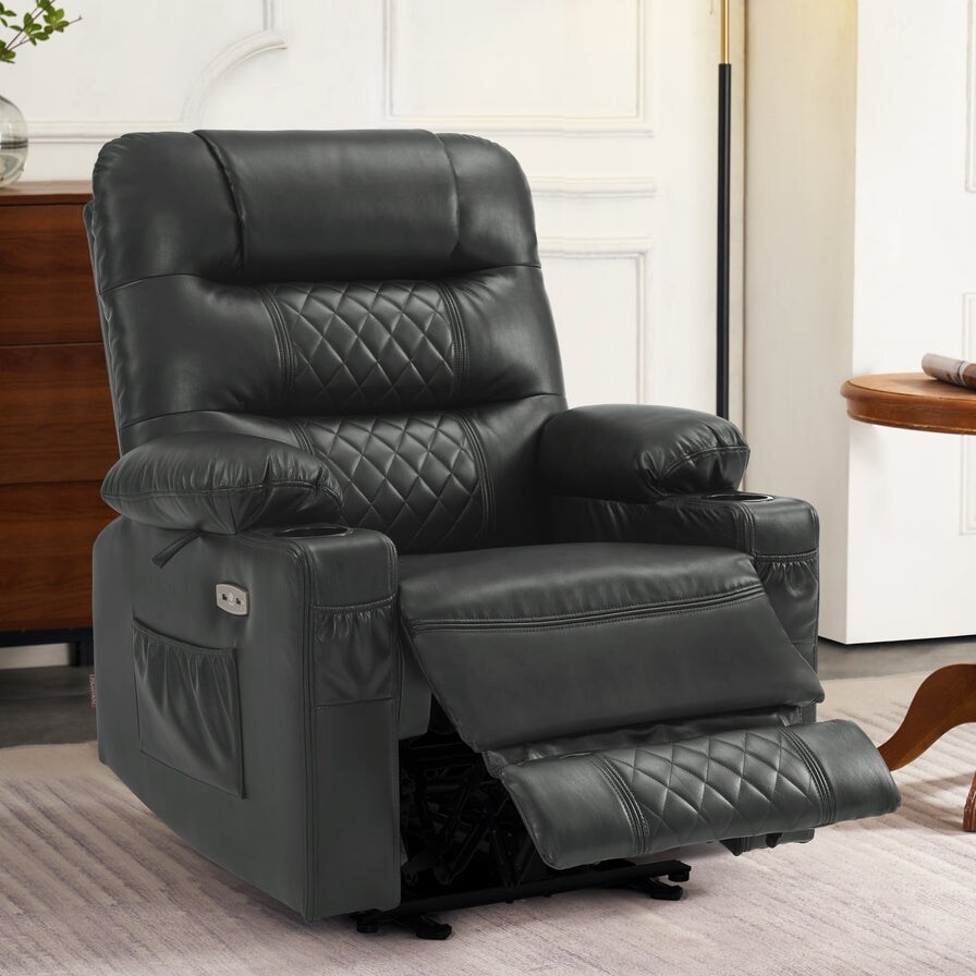 MCombo Electric Power Recliner Chair with Heat and Massage  Leather PR621