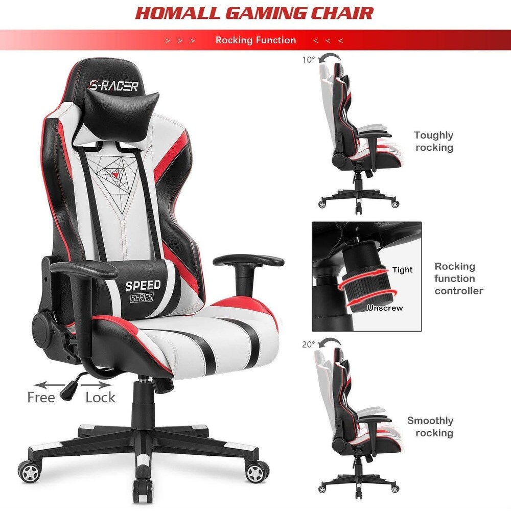 Homall Gaming Chair Racing Office Chair High Back PU Leather Computer Desk Chair Executive and Ergonomic Swivel Chair