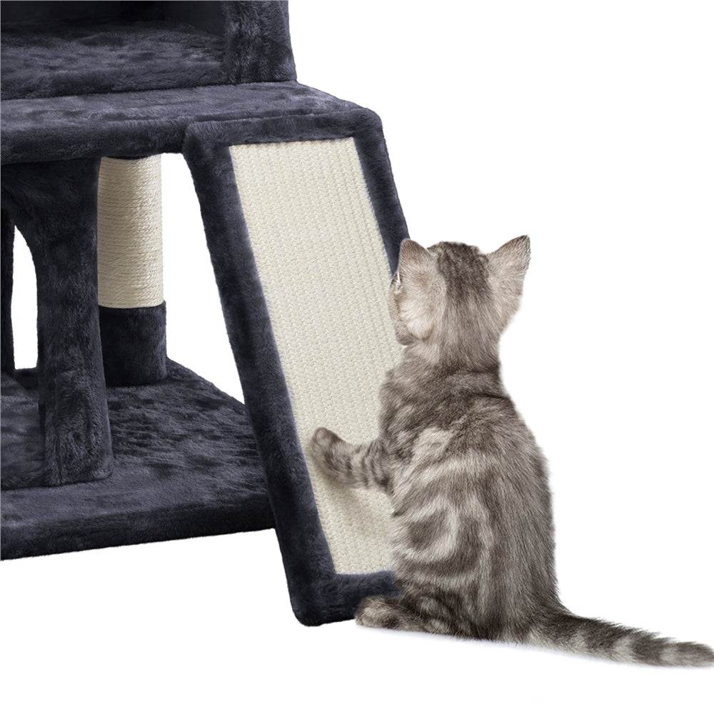 Yaheetech 36'' Cat Tree Multilevel Cat Tower with Double Condos Perches Scratching Posts， Black