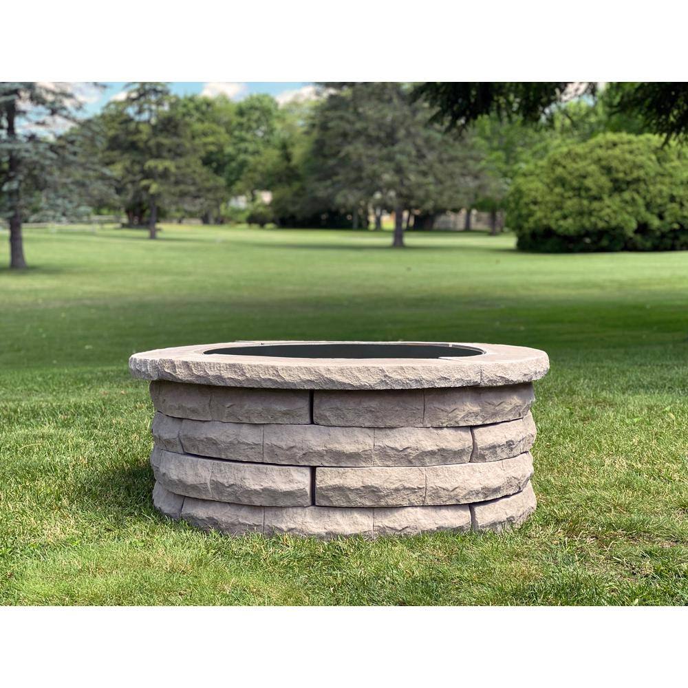 Nantucket Pavers Ledgestone 47 in. x 18 in. Round Concrete Wood Fuel Fire Pit Ring Kit Brown 72013