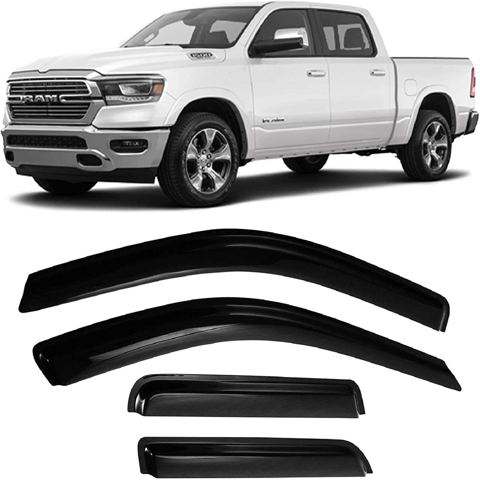 JSP Window Vent Visor For Dodge RAM Quad Cab 2009-2019 Rain Guard Deflector