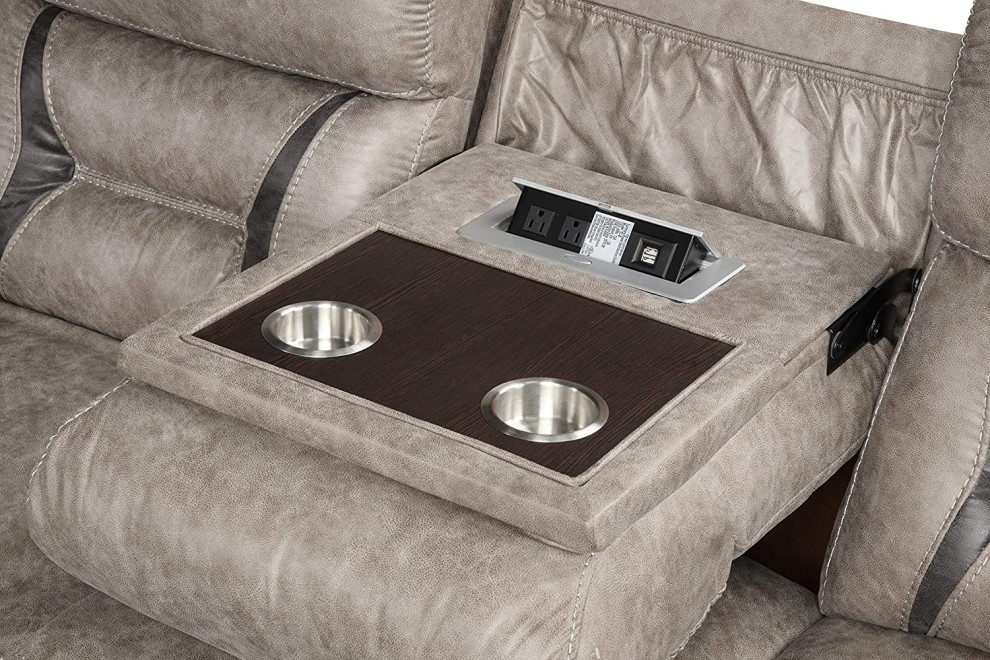 Comfortable Theater Seating  Center Console With Cupholders  ampCharging Station   Modern   Theater Seating   by Decor Love  Houzz