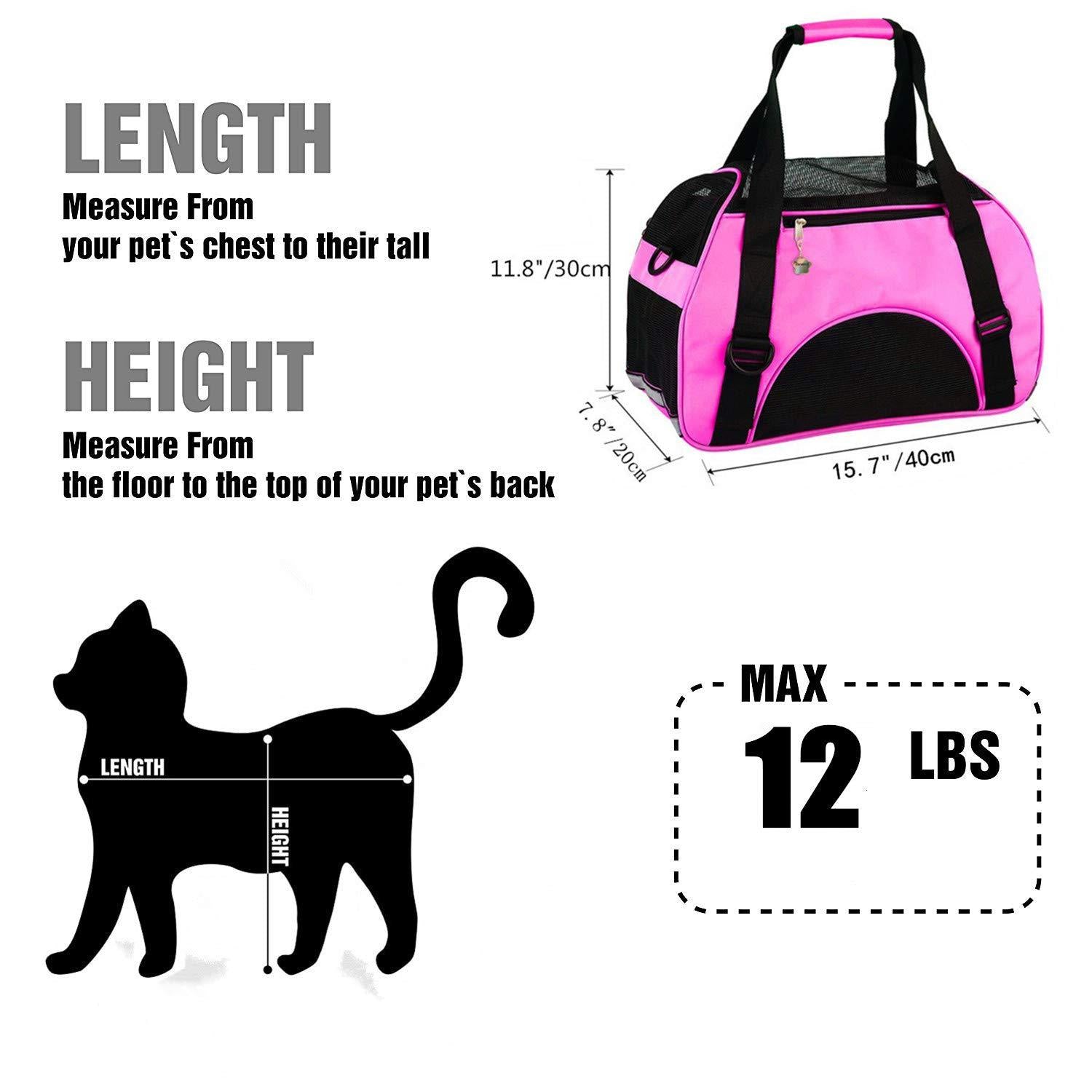 ZaneSun Cat Carrier，Soft-Sided Pet Travel Carrier for Cats，Dogs Puppy Comfort Portable Foldable Pet Bag Airline Approved Small Rose red