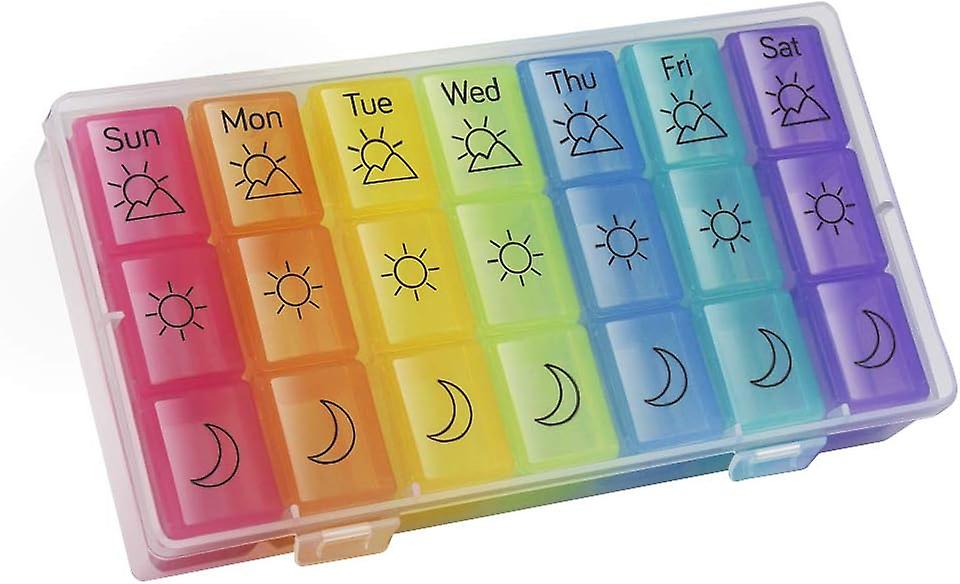 Weekly Pill Organizer 3-times-a-day Pill Box 7 Day Pill Holder Large Compartments Moisture-proof Pill Case Medication Reminder Portable Container For