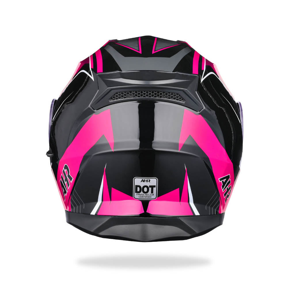 AHR RUN-M3 Modular Helmet Flip Up DOT 2-Visors Black Pink