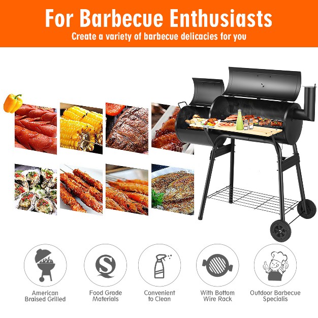 Costway Outdoor Bbq Grill Charcoal Barbecue Pit Patio Backyard Meat Cooker Smoker