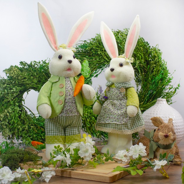 White And Green Standing Rabbit Easter Figure