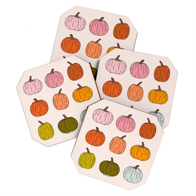 Doodle By Meg Rainbow Pumpkins Coaster Set Deny Designs