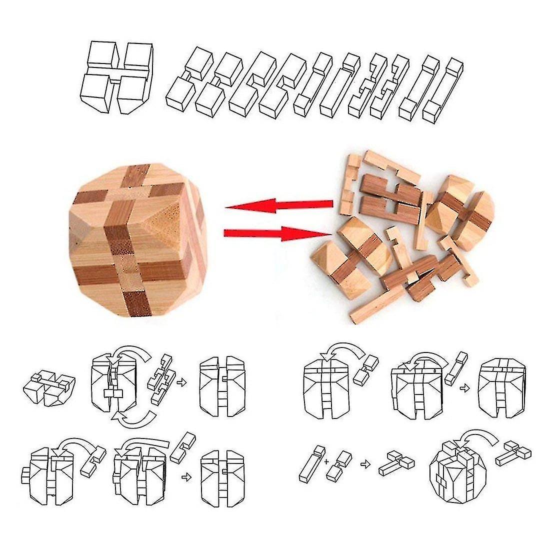 3d Wooden Puzzles Iq Challenge Brain Teaser Lock Logic Intellectual Educational Toy Jigsaw Puzzle Re