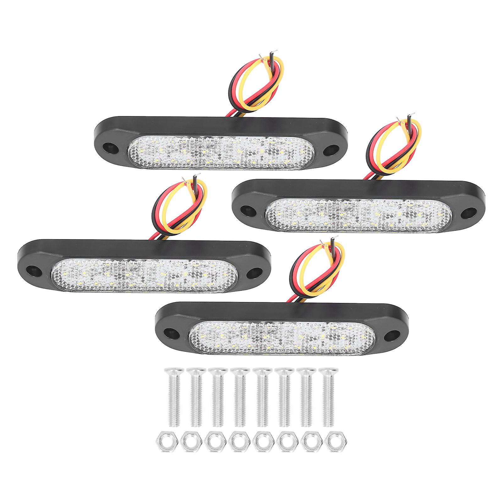 4pcs Car Reflector Light 27led 1200lm Ip67 Waterproof Universal For Rv Yacht Van Truckwhite