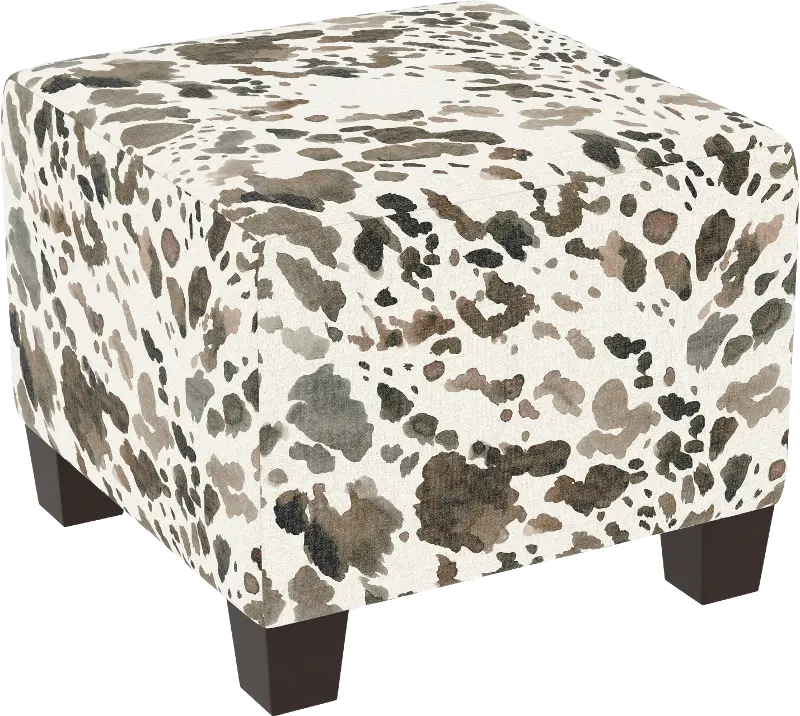 Blaire Light Brown Cow Print Square Ottoman - Skyline Furniture