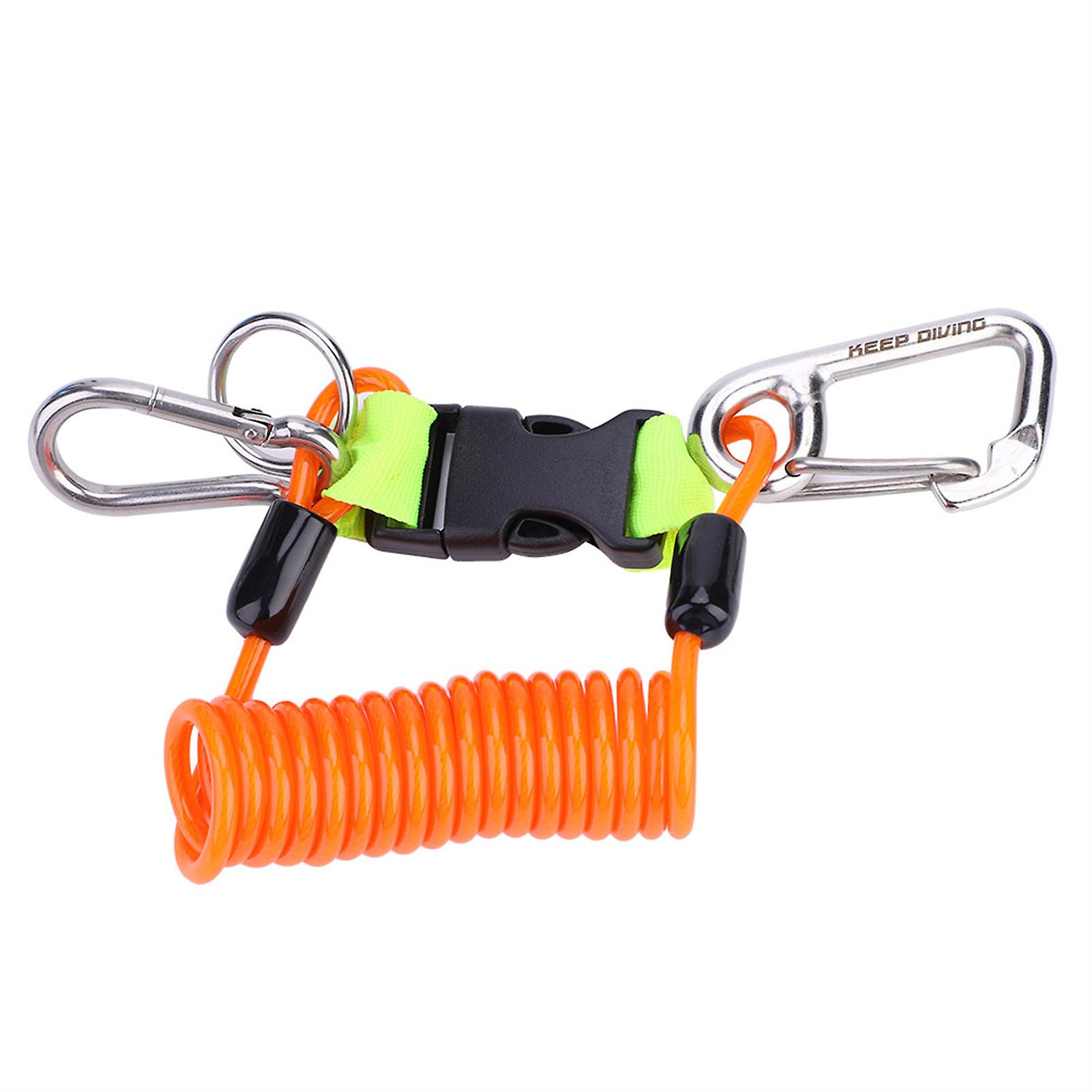 Keep Diving Anti Lost Spring Coil Lanyard Safety Emergency Tool With Quick Release (orange)